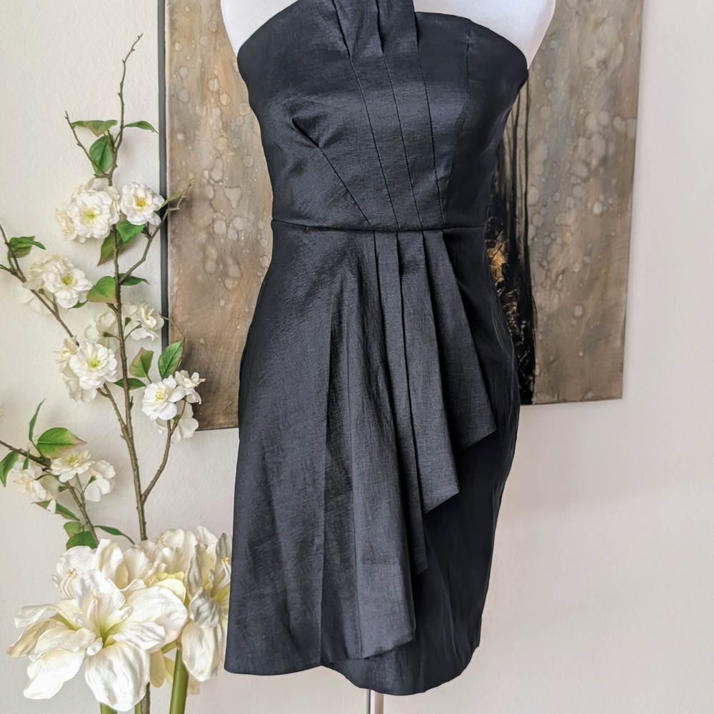 Calvin Klein Black Strapless Pleated Sheath Dress - Picture 3 of 6